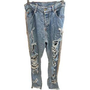 Nichole Lynel Designer Jeans with Rhinestones Size 36 Women's
